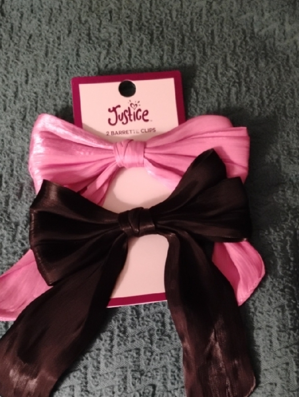 Justice Pink and Black Bow Barrette Set - 2 Pack